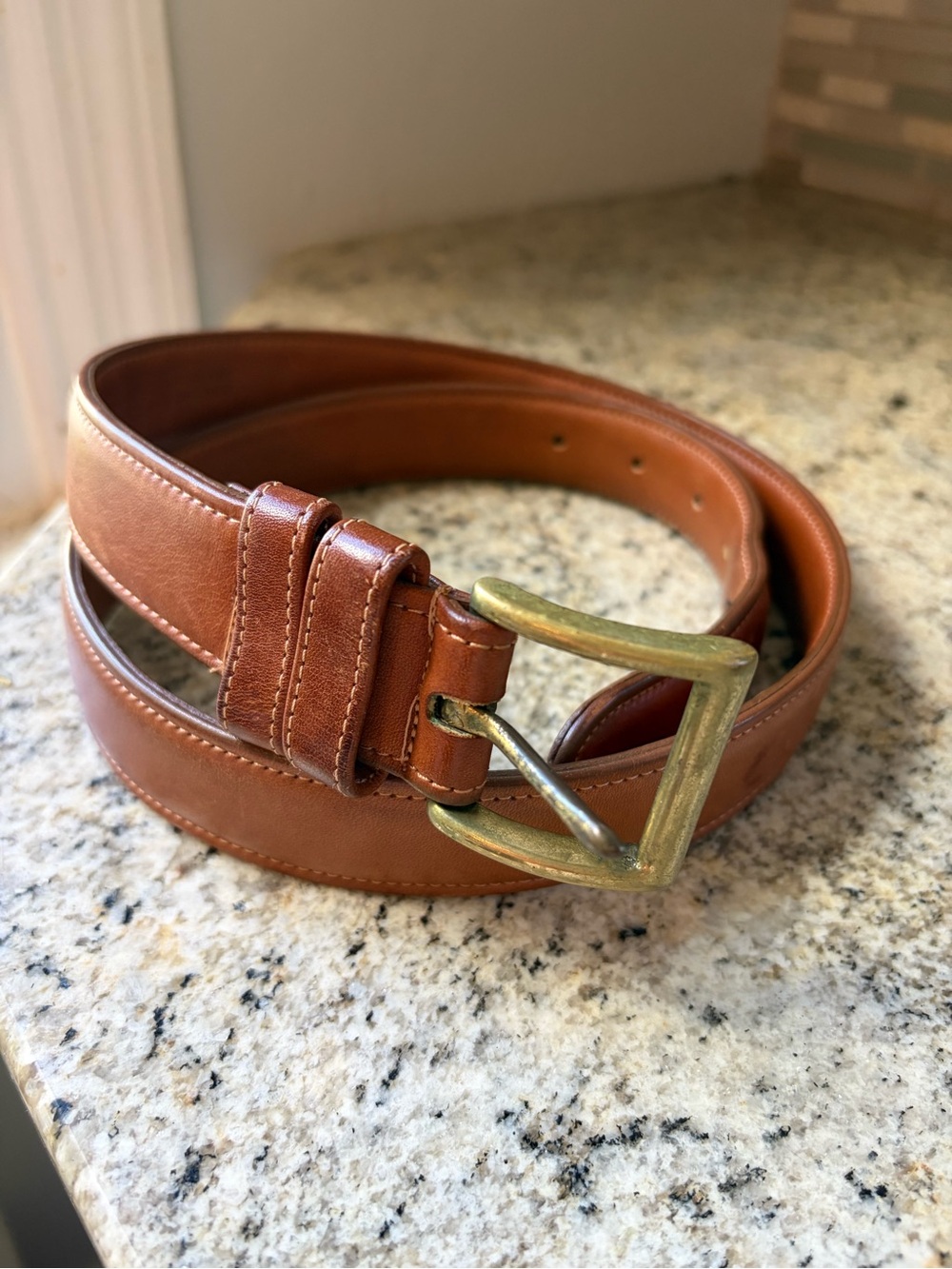 Coach Men’s 2611 cognac tan brass glove Leather Belt Size 34” or 85 cm